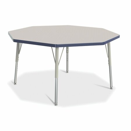 JONTI-CRAFT Berries Octagon Activity Table, 48 in. x 48 in., E-height, Freckled Gray/Navy/Gray 6428JCE112